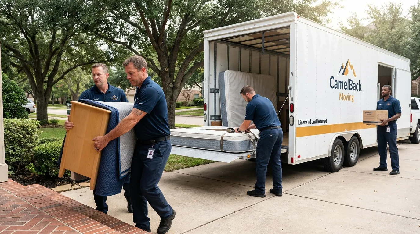 Crew loading residential truck for cross-state move from Huntsville, AL