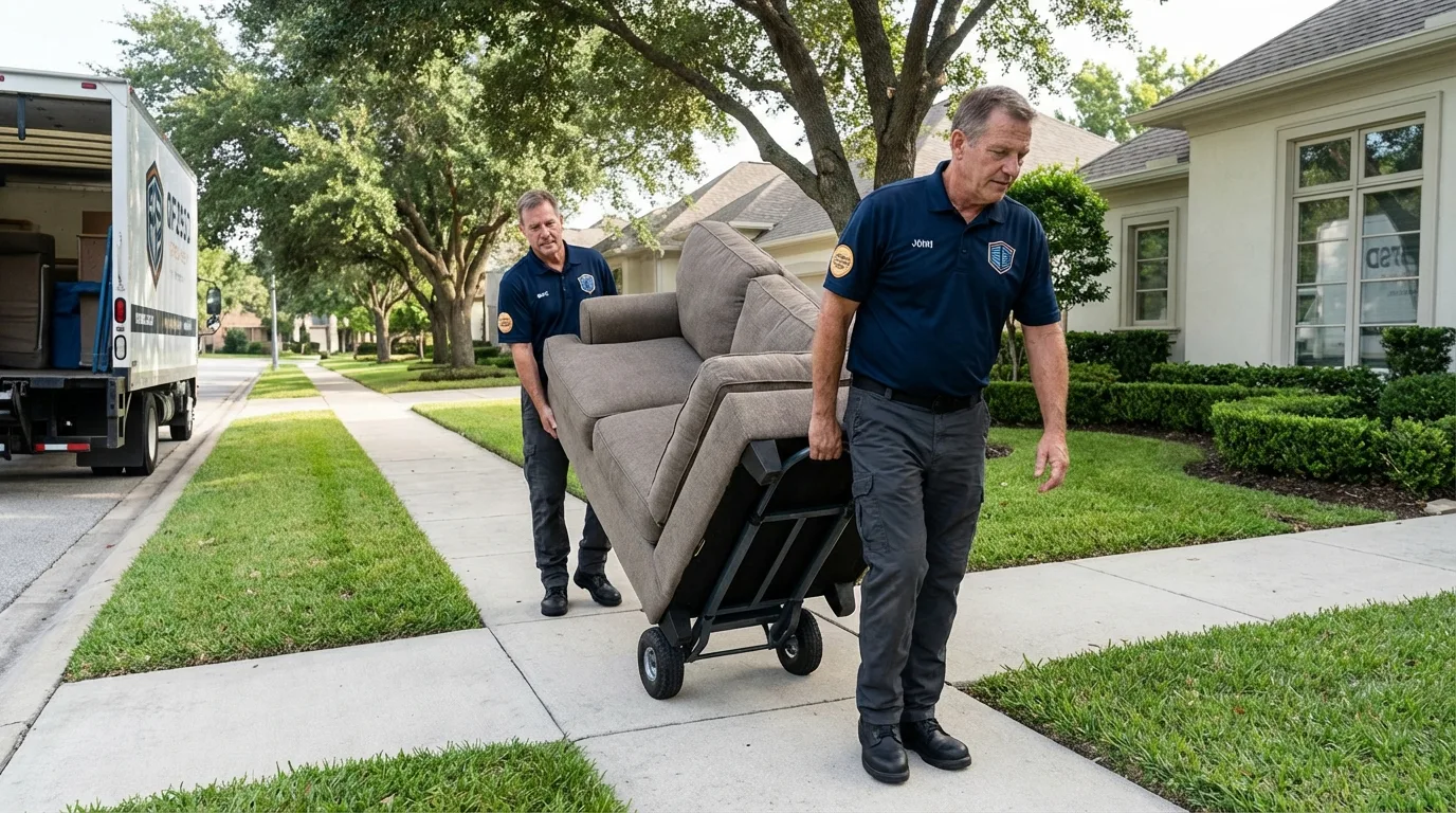 Local residential moving crew loading furniture in Huntsville, AL