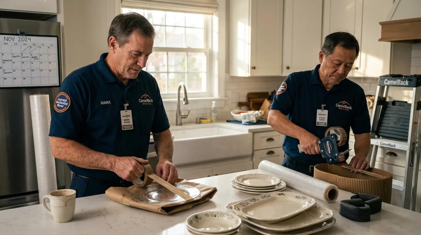Professional crew packing kitchen dishware in Huntsville, AL